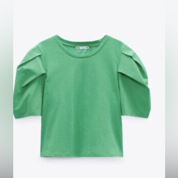 Zara VOLUMINOUS PLEATED TOP Puff  Blouse, Size Small - Picture 1 of 14